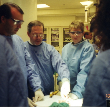 Dr. McLain teaching techniques of spine and neck surgery at annual Nurses Course in Cleveland