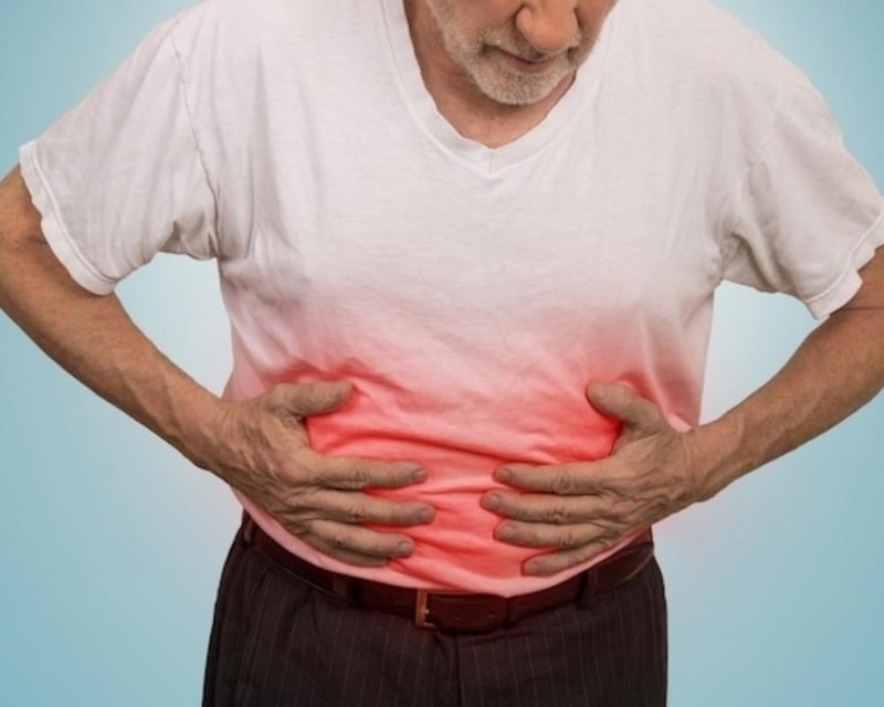 Picture of man with back and abdominal pain