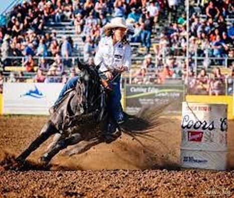 Picture of a woman barrel racing in a rodeo